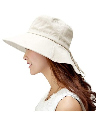 Ladies Summer White Flap Hat