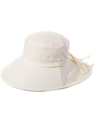 Ladies Summer White Flap Hat