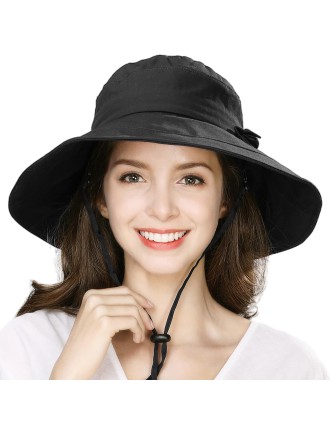 Foldable Summer Cotton Black Sun Hat