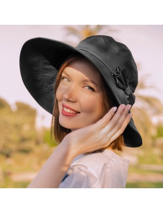 Foldable Summer Cotton Black Sun Hat