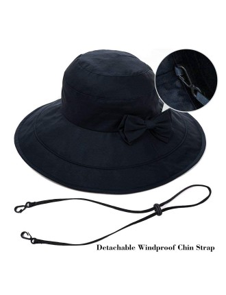 Foldable Summer Cotton Black Sun Hat