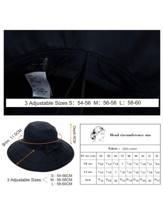 Foldable Summer Cotton Black Sun Hat