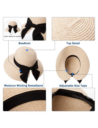 Women's Summer Beach Black Sun Hat