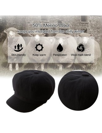 Women's wool fashion newsboy hat