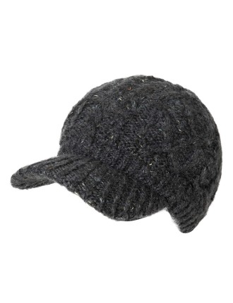 Women's Winter Wool Beanie in Dark Grey