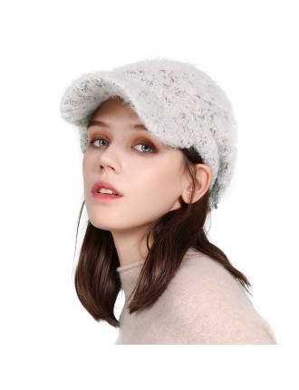 Women's Winter Wool White Newsboy Hat