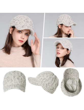 Women's Winter Wool White Newsboy Hat