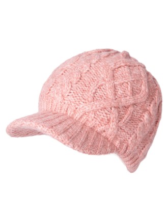 Women's Winter Wool Pink Newsboy Hat