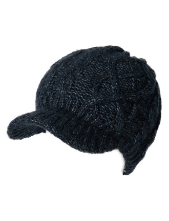 Women's Winter Wool Black Newsboy Hat